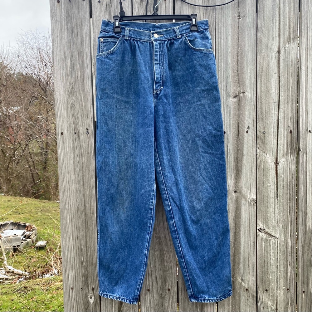 Vintage Gitano High Waisted Pleated Mom‎ Jeans Womens 13/14 Short Blue Excellent